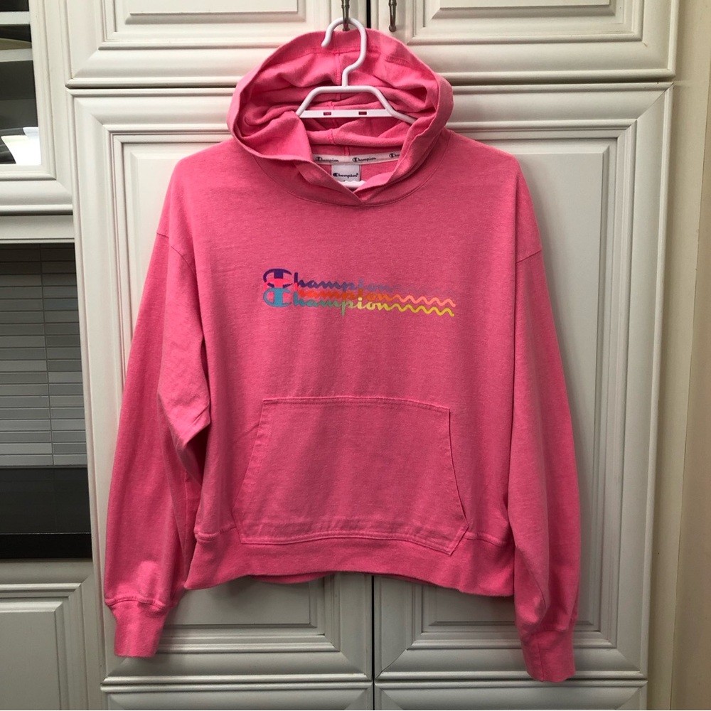 Champion women’s bright pink logo hoodie